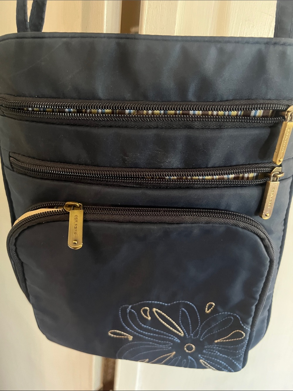 Travelon Navy Crossbody Bag with Gold Hardware
